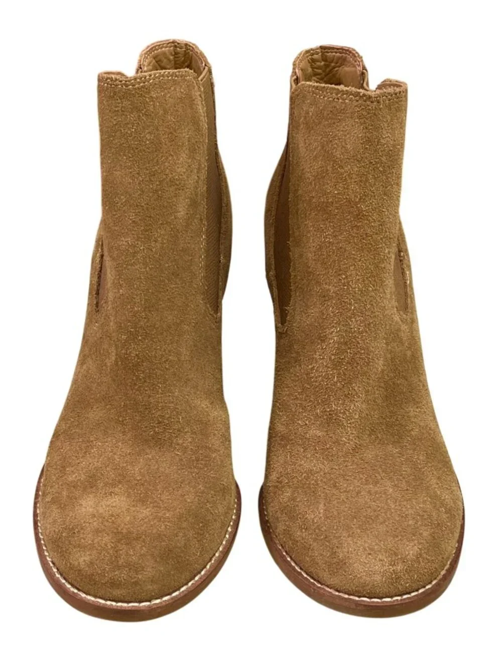 Lucky Brand Yamka Suede Chelsea Wedge Ankle Boots Tan Brown Size 9 NWOB